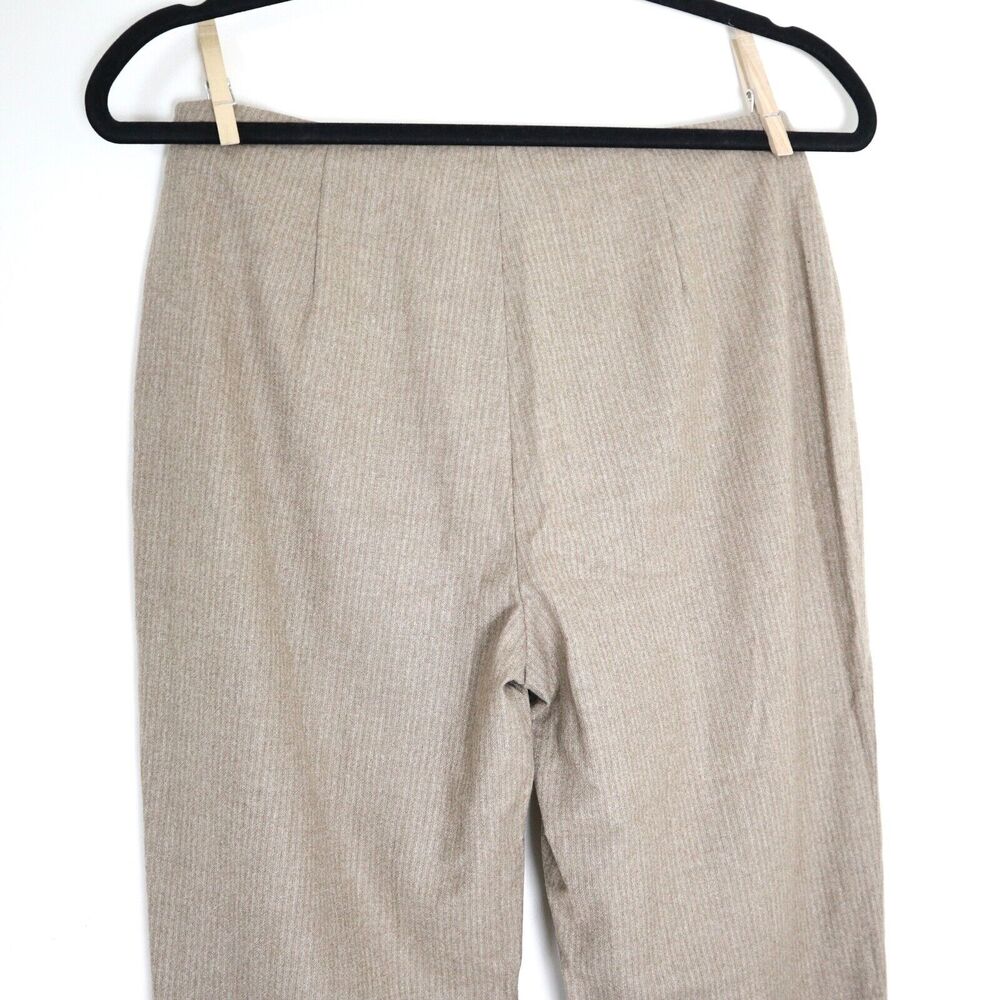 Piazza Sempione Audrey Wool Blend Capri Pant Camel Pinstripe Flat Front - Picture 8 of 12